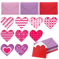 Cholemy 180 Pcs Valentine's Day Cards with Envelopes Blank Heart Shaped Greeting Cards Funny Paper Cutouts Gummed Envelopes for Valentine's Day Anniversary Weddings Invitations, 4 x 6 Inch (Stripes)