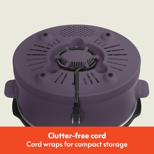 bella 6.0 Qt Programmable Slow Cooker, Ceramic Nonstick Coating, Adjustable Temperature & Cooking Times, Dishwasher Safe Stoneware Pot & Tempered Glass Lid, Tangle Free Cord Wrap, Plum