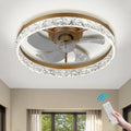FRIXCHUR 19.7'' Dimmable Low Profile Ceiling Fan with Light，Fandelier Ceiling Fan Flush Mount, 6 Wind Speeds 3 Colours Black Modern Ceiling Fans with Lights for Bedroom