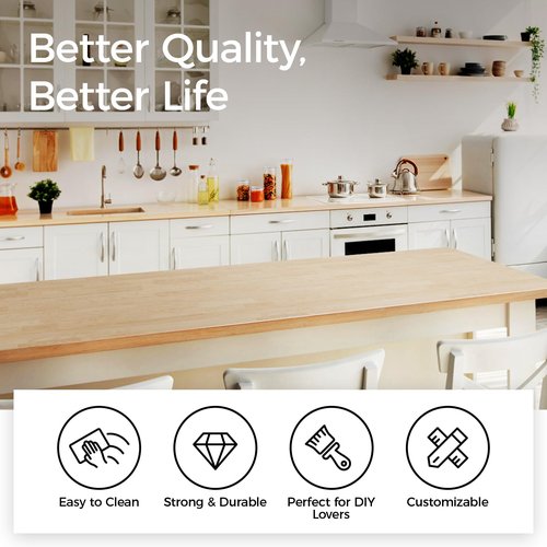 Butcher Block Countertop Table Top - Unfinished Solid Wood Countertop 1.5in Thick Unfinished Surface for DIY Washer Dryer Cutting Board Kitchen - 2.9ft L x 25" W