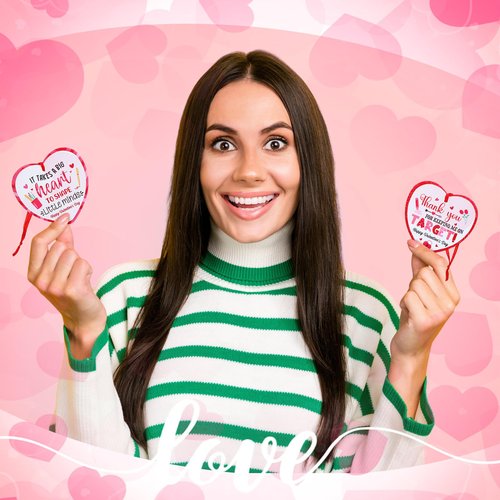 Vercraft 36 Pcs Valentines Day Teacher Appreciation Gift Bulk 12 Ceramic Pink Heart Ornament 12 Red Rope 12 Organza Bag Valentines Daycare Teacher Thank You Gift for Women Kindergarten Preschool Favor