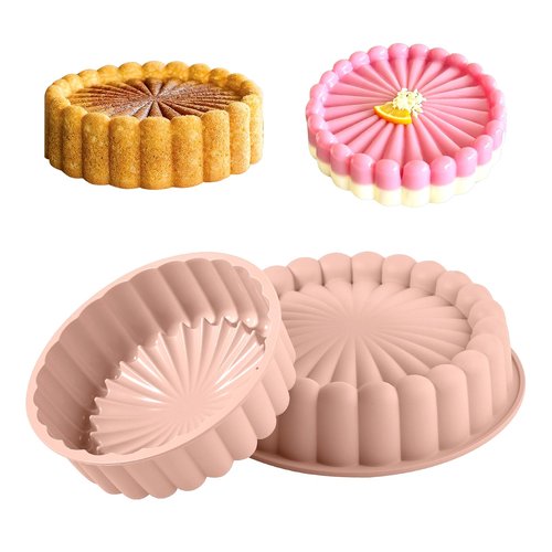 FunSiltasy 10 Inch Silicone Cake With 8 Inch Pan Set (2 Pack) - Nonstick Baking Mold for Pound Cake, Jello, Bread & Brownies, Dishwasher Safe