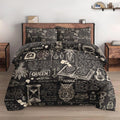 WeCozy Twin Size Comforter Set with Pillowcase, Gothic Goth Bat Chemistry Science Dark Academia Medieval Soft 2 Pcs Bedding for Kids and Adults Bedroom Bed Decor