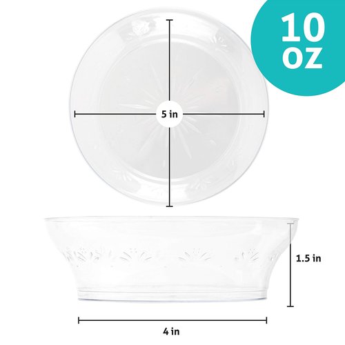 PLASTICPRO Premium Heavy Weight Crystal Clear Disposable Hard Plastic Plate (240, 10 Ounce Bowls)
