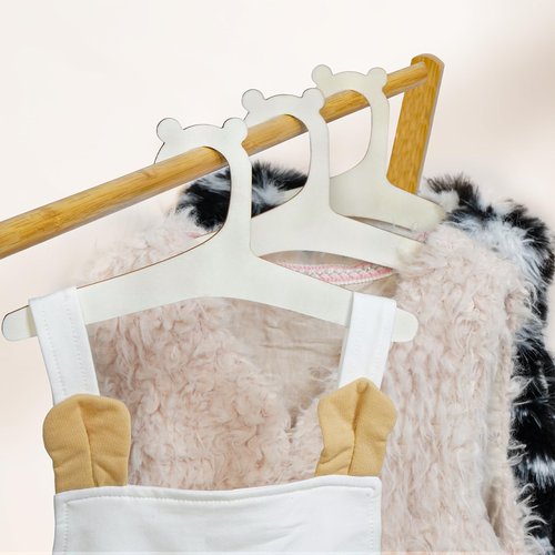 Wooden Hangers for Baby Closet - Natural Wooden Hanger for Clothes & Pants - Anti-Slip Wood Baby Hangers Usable Newborn to Toddler for BabyCloset Organizer, ChildrenHangers, PetHangers (6Pcs - 5mm)