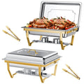 Also GO Chafing Dishes for Buffet Gold 2 Pack, 9QT Large Chafing Dish Buffet Set with 2 Serving Tongs, Rectangular Full Size Chafing Pan, Buffet Food Warmer for Christmas Parties & Catering