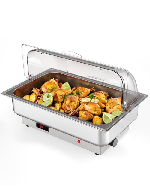 Chafing Dish Electric Buffet Set,9 QT Stainless Steel Food Servers and Warmers with Temperature Control for Wedding and Parties
