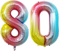 GOER 80th Birthday Balloons - 42 Inch Jumbo Rainbow Foil Helium Decorations for 80th Anniversary