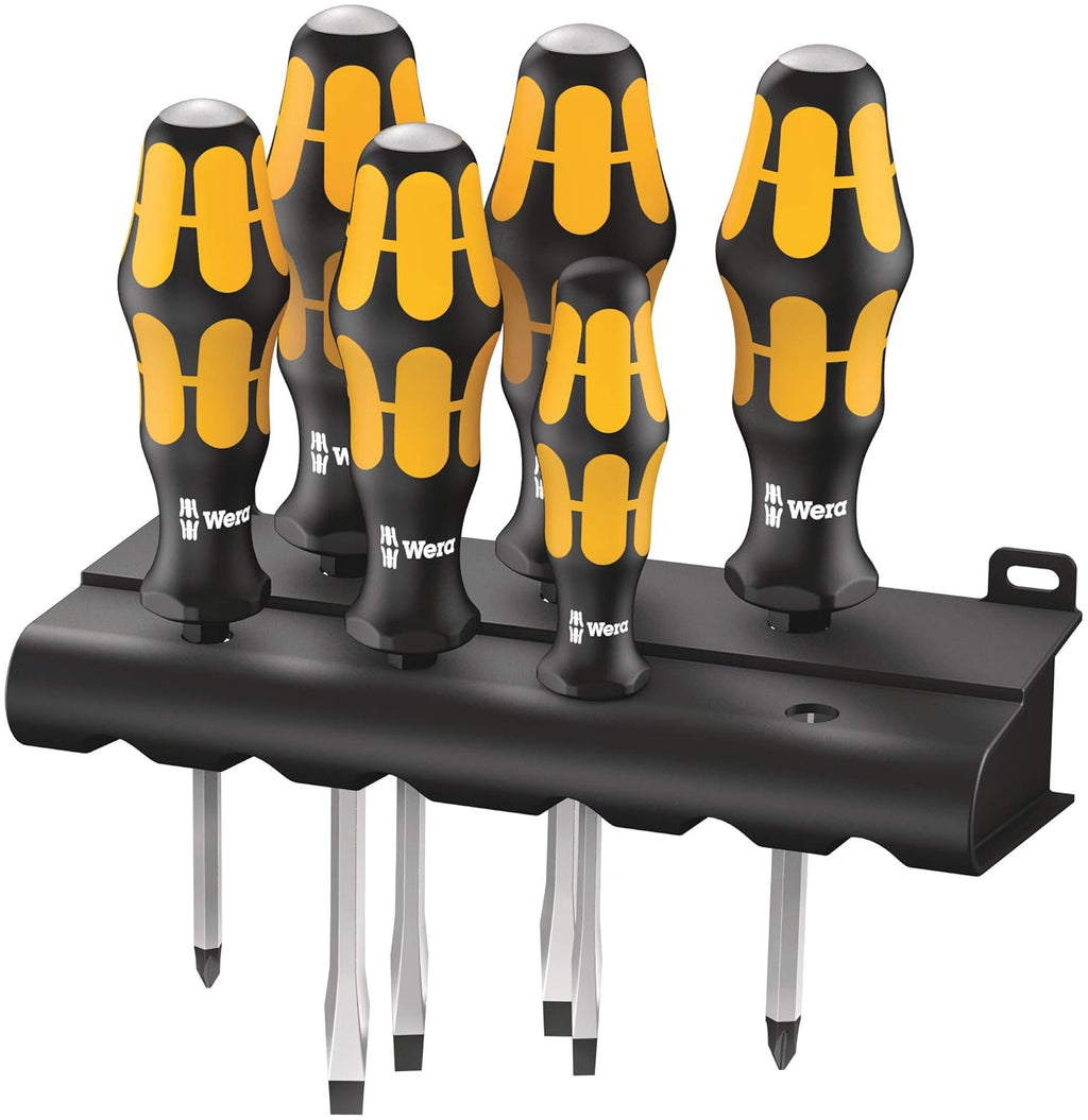 Wera 932/6 Screwdriver Set - 6-Piece Kraftform Plus with Convenient Rack for Easy Storage