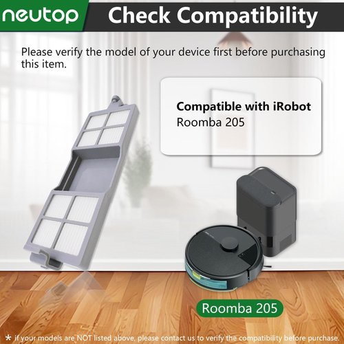 Neutop Replacement Filters Compatible with iRobot Roomba 205 DustCompactor Combo Robot Vacuum Cleaner Replacement Spare Parts Accessories, 6-pack.