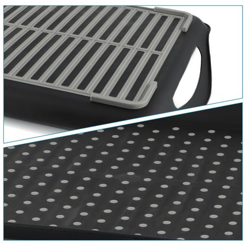 MDLUU Non-Slip Serving Tray with Handles, Food Serving Platter, Set of 2, Black