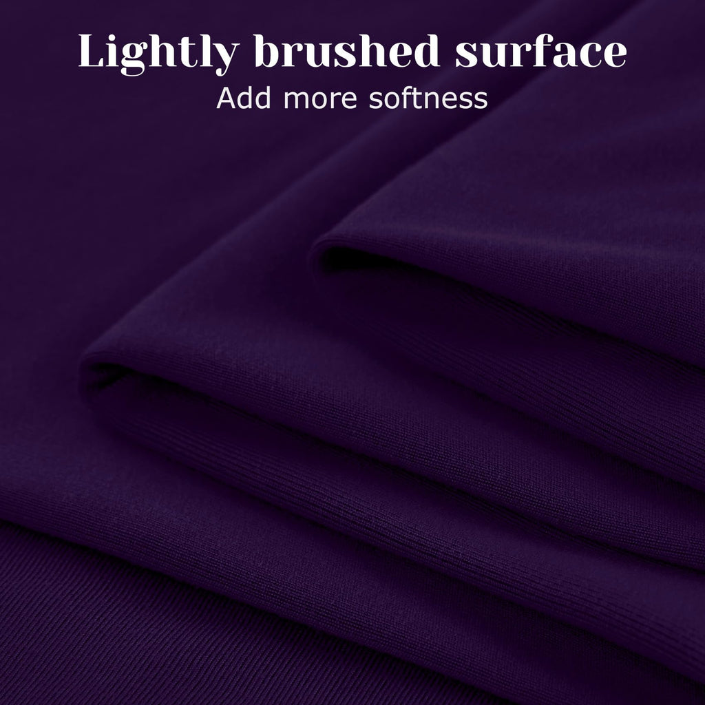 BYSURE 6 Pieces Non-Slip Super Soft Bed Sheet Set(Queen, Purple), Wrinkle-Free and T-Shirt-Like Spandex Blend Sheets with 18-inch Deep Pocket, 4-Way Soft Stretch Bed Sheets