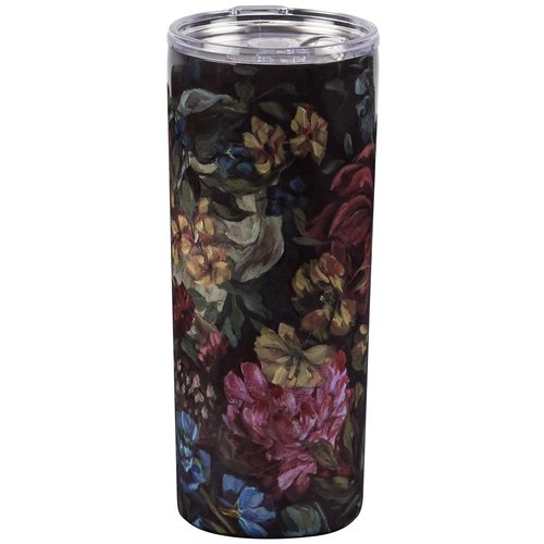 Primitives by Kathy 20 oz Stainless Steel Coffee Tumbler with Full Wrap Around Hand Painted Moody Florals