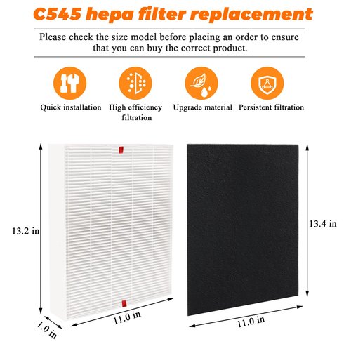 Winix C545 HEPA Replacement Filter - S for Winix C545 Air Purifier by Blutoget - Replaces Winix S Filter 1712-0096-00,2522-0058-00,2 H13 True HEPA & 8 Activated Carbon Filters
