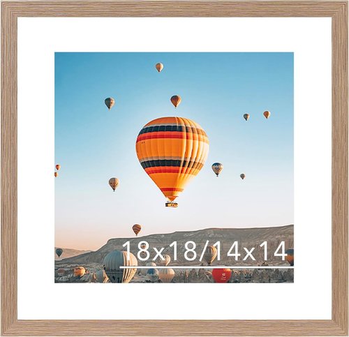 JCJMY 18x18 Rustic Brown Picture Frame - Display 14x14 Photos with Mat or 18x18 Without Mat | Shatter-Resistant Plexiglass