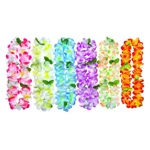 SOLARFEELING 6 Counts Hawaiian Leis for Luau Party Supplies, Tropical Flower Lei Decorations, Premium Artificial Leis for Wedding, Graduation, Beach & Birthday Party Favors