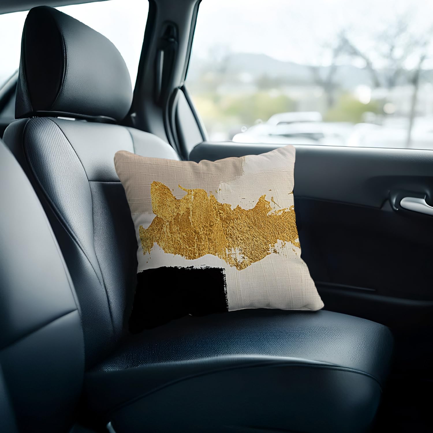 KAIOUS Black and Gold Pillow Covers, Black Gold Beige Decorative Throw Pillow Covers for Couch Sofa Bed Living Room Bedroom 18x18 Inches Set of 2