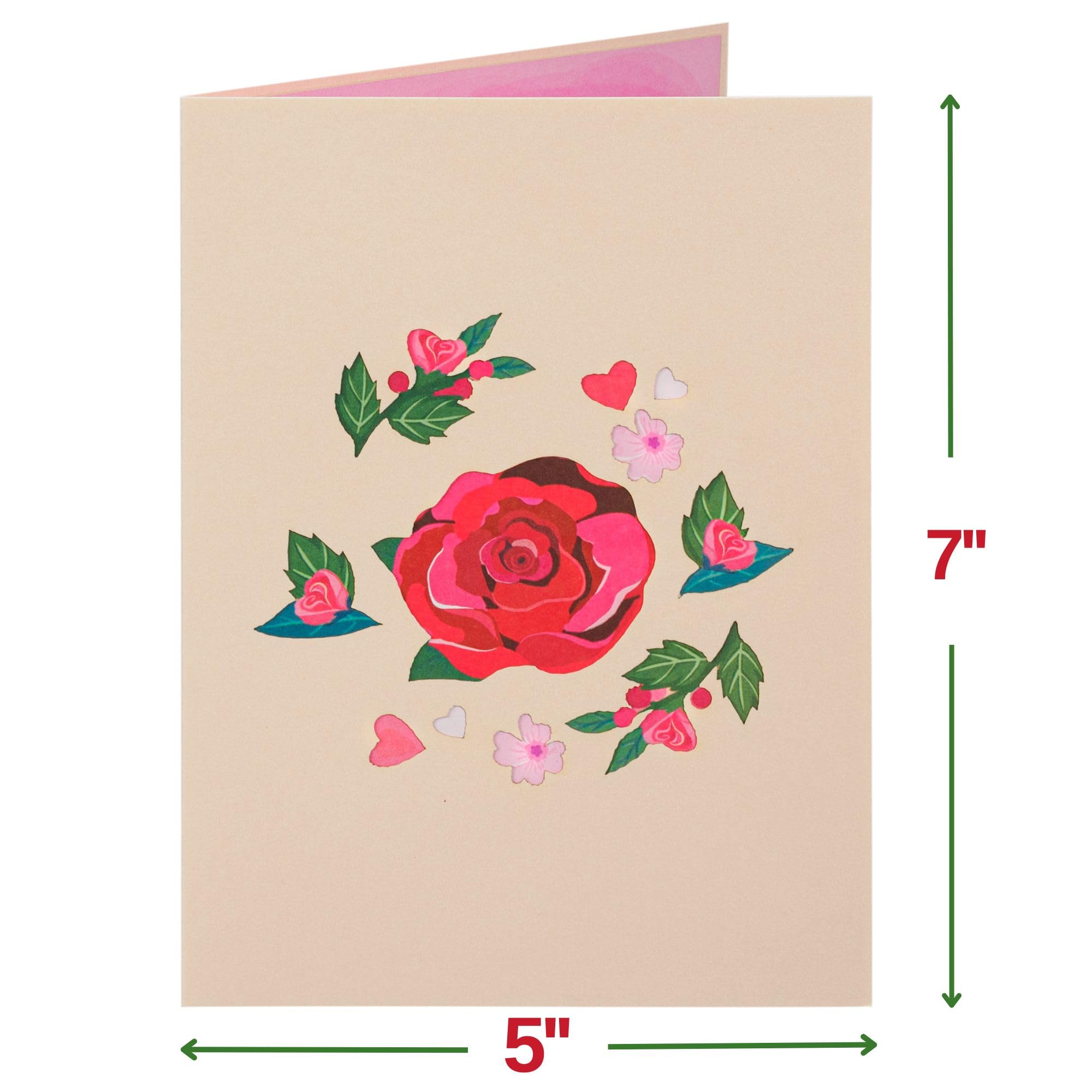 Paper Love Happy Valentine's Day Card, 3D Pop Up Valentine Cards - 5" x 7" Cover - Includes Envelope and Removable Note Card