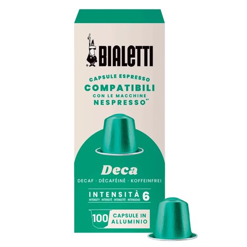 Bialetti Decaf Espresso Capsules 100 Pack – Original Line Compatible Pods, Intensity 6, Light Balanced Decaffeinated Coffee with Spicy and Rounded Flavor