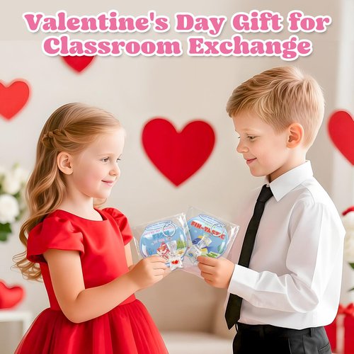 AuroTops Valentines Day Gifts for Kids,24 Pack Resin Fish Keychain with Valentines Day Cards for Kids School Classroom Exchange gifts for Boys Girls Keychains Bulk Kids Party Favors