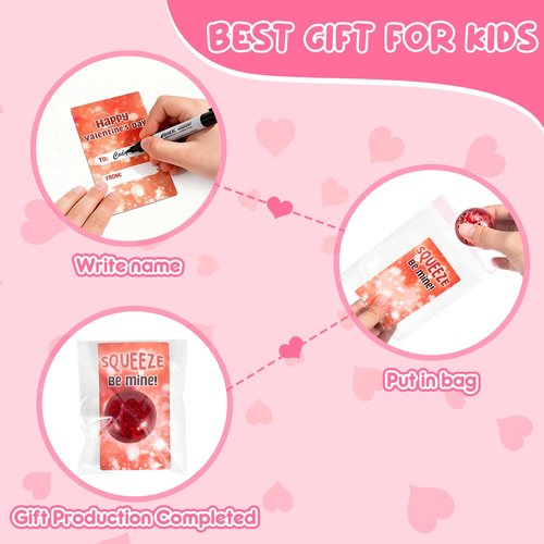 JolliBrix 24 Pack Valentines Day Cards for Kids School with Stress Balls, Valentine's Day Gifts for Kids Party Favor, Classroom Exchange Prizes, Valentines Day School Exchange Gifts