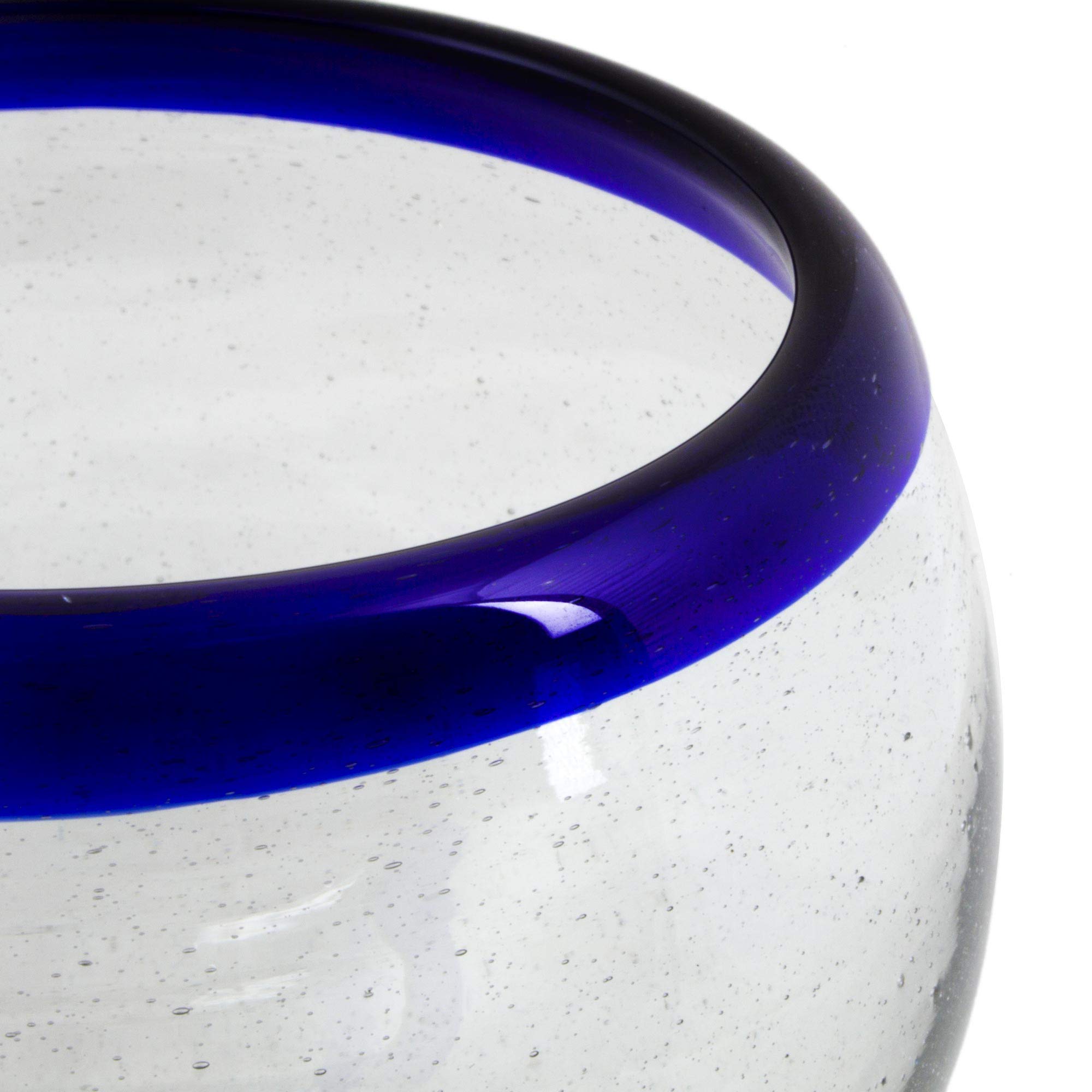 NOVICA 'Cobalt Kiss' Blown Glass Goblets (Set of 4), 7" Tall, Blue Clear