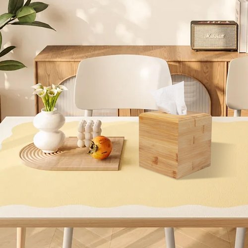 Tissue Box Cover Square for Kleenex - Handmade Tissue Holder for Tabletops, Bathroom, Office & Modern Farmhouse Decor - Decorative Bamboo Tissue Box Cover with Universal Fit