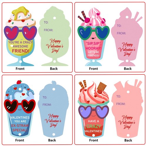 AouEtnay 32 Pack Valentines Day Cards Gifts for Kids Crazy Straw Valentines Gifts for Girls Boys Classroom Gift Exchange, School Prizes, Party Favors