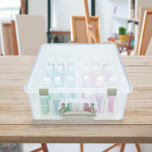 ArtBin 6990SO Super Satchel Double Deep Compartment Box - Versatile Art Storage with 8 Removable Compartments (Gold)