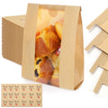 130 Pack Homemade Bread Sourdough Bags, 14" x 8.3" x 3.5" Large Paper Bread Bag with Tin Tie Tab Lock Clear Front Window Stickers for Bakery Storage Mothers Day Gifts