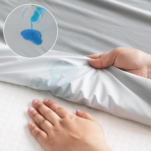 Magik & Kover Twin Mattress Protector - Waterproof & Machine Washable 2 Pack | Deep Pocket Grey Cover