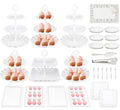 VISCOO 36 Pack Cupcake Stand, Dessert Table Display Set, 3-2 Tiered Tray Stand & Cupcake Holder Display Tower for Wedding, Serving Trays for Tea Party, Birthday, Dessert Stands for Baby Shower