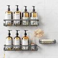 Deyhoc Shower Caddy, 3 Pack Shower Shelves for Inside Bathroom, Rustproof Adhesive Bathroom Organizer with Soap Holder, No Drilling Washroom Organizers and Storage for Bathtub Room/Kitchen/Home, Grey