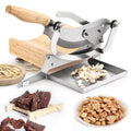 Moongiantgo Biltong Slicer Chinese Medicine Radiused Beef Jerky Cutter with Handguard, 0-0.5’’ Adjustable Thickness, Wooden Base Herb Root Cutting Machine for Ginseng Antler Gastrodiae Maca Ganoderma