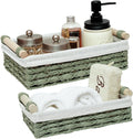 Skiennix Wicker Storage Baskets - Decorative Organizing Bins with Handles | Set of 2, Green