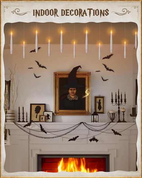 Floating Candles with Wand 10PCs - Magic Hanging Candles Christmas Decorations Flameless Taper Candles with Remote, Floating Lights Gifts for Window Home Bedroom Wedding Birthday Party Indoor Decor