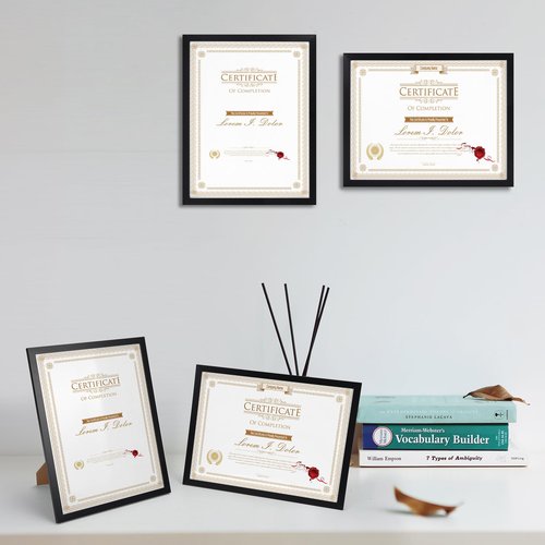 WIFTREY 14 Pack 8.5x11 Certificate Picture Frames, Multi 8.5 by 11 Photo Frame for Award Document Diploma Frame, Wall Hanging or Tabletop Display, Black
