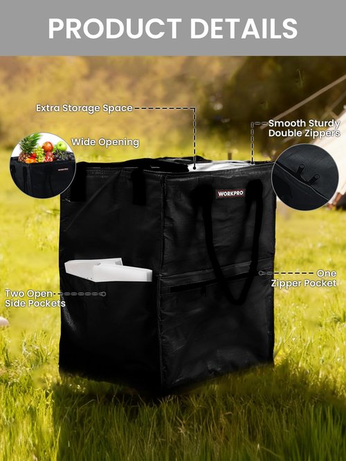 WORKPRO Large Rolling Grocery Bag, 36-Gallon Tote with 5 Wheels, 110 lbs Capacity, Dual Carry, Wide Zipper & Extra Storage for Shopping, Laundry & Moving