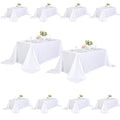 ZarzaaSik 10-Pack 90x156 inch White Table Cloths, Solid Stain and Wrinkle Resistant Oblong Tablecloth, Premium Plain Weave Polyester Fabric Rectangle Table Linen Covers for Hotel, Banquet