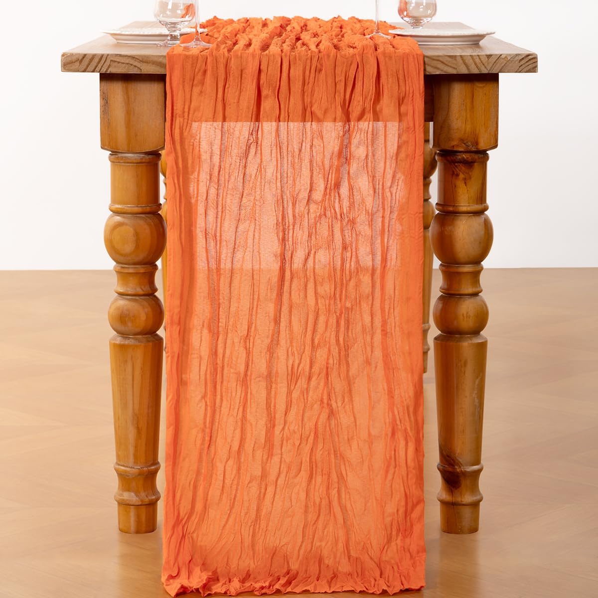 Skiennix Orange Cheesecloth Table Runner - 6 Pack Boho Gauze Decor for Weddings & Parties | 120 Inches