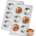 Leonyo Non-Toxic Stainless Steel Muffin Cupcake Pan 6 Cup, 2 Pack