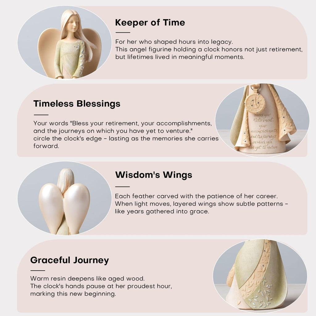 Skiennix Elegant Retirement Angel Figurine Set - 6.5" Gift for Coworkers, Teachers, Nurses & Friends | Perfect Retirement Party Decor