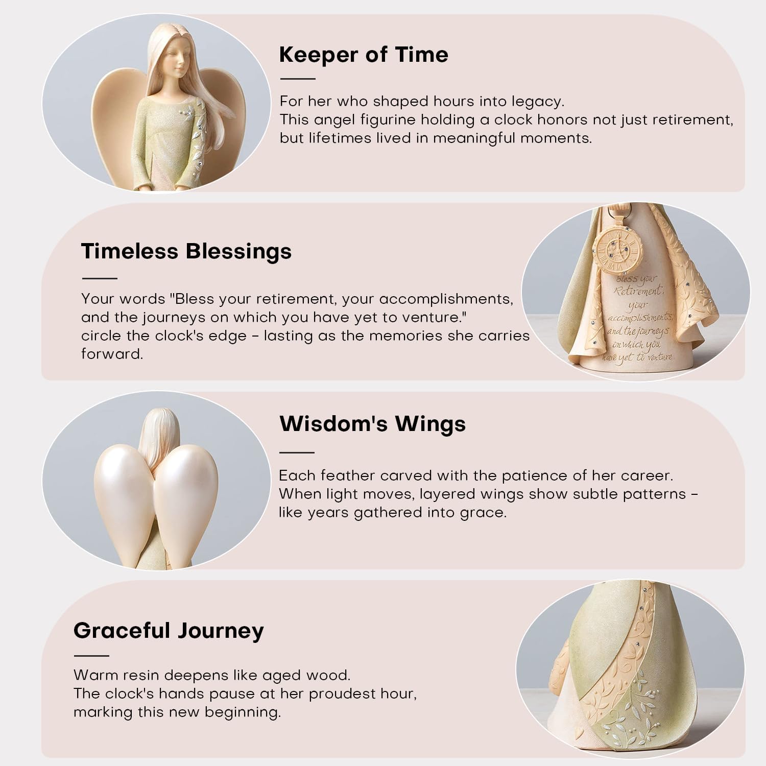 Skiennix Elegant Retirement Angel Figurine Set - 6.5" Gift for Coworkers, Teachers, Nurses & Friends | Perfect Retirement Party Decor