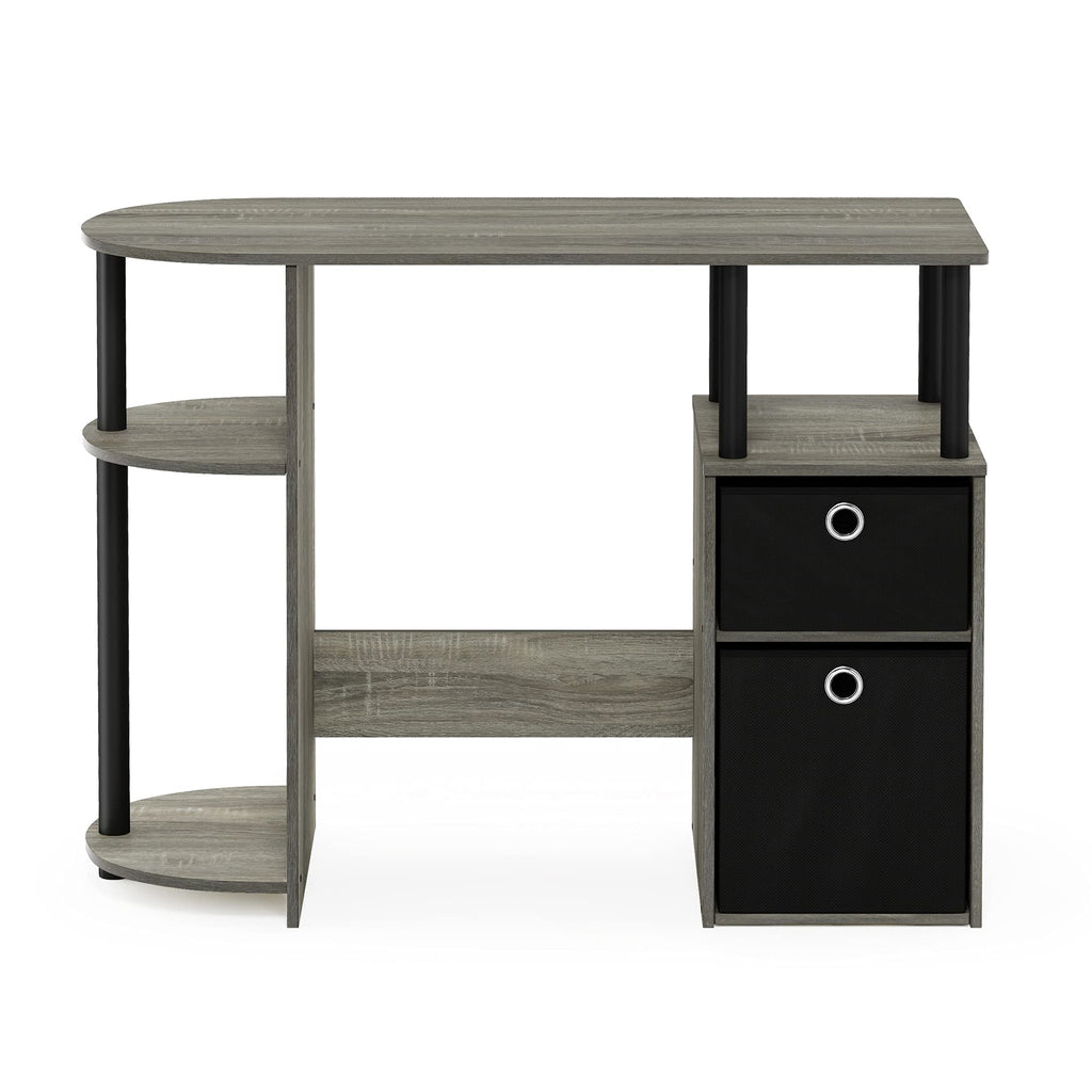Furinno JAYA Desk, 38.4" Wide Gaming Desk with Bin Drawers, Computer Desk with Side Shelf, Office Desk for Study, Home Office, Bedroom, Dorm, Study Room, French Oak