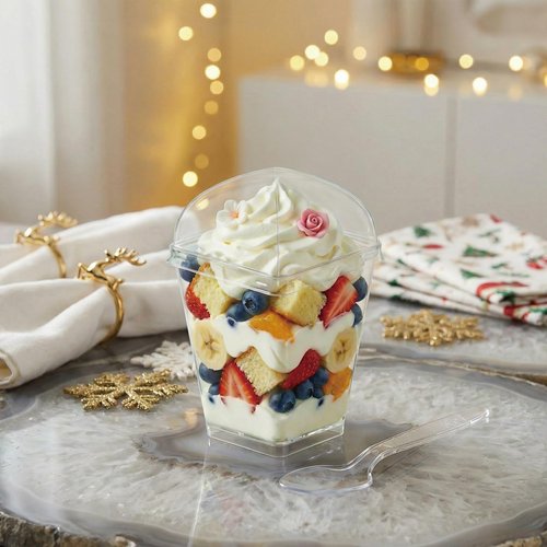 Legredic 50Pack 5oz Plastic Dessert Cups with Lids and Spoons, Square Clear Parfait Appetizer Cups, Mini Reusable Shooter Serving Cups, Party Dessert Shot Glasses for Tasting