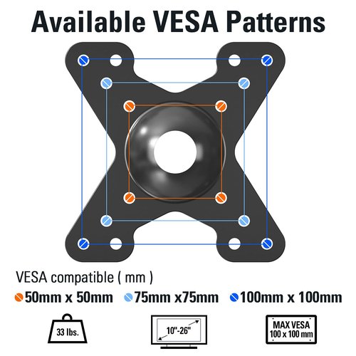Mounting Dream Monitor Wall Mount TV Bracket for Most 10-26 inch TVs and Monitors, Small TV Mount VESA Wall Mount with Swivel Tilt Rotation, Monitor Mount up to VESA 100x100mm and 33LBS