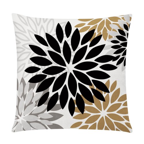 COMMINY Brown Black Pillow Covers 18x18 Set of 6, Daisy Flower Throw Pillow Cover Case Rustic Square Cushion Cover for Sofa Bedroom Living Room Farmhouse Home Decor