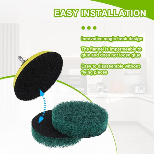 EPLZON 16pcs Kitchen Pads Power Scrubber Pads Set Electric Scrubber Replacement Scouring Pads fit for Dremel Versa Scouring Pads,Green