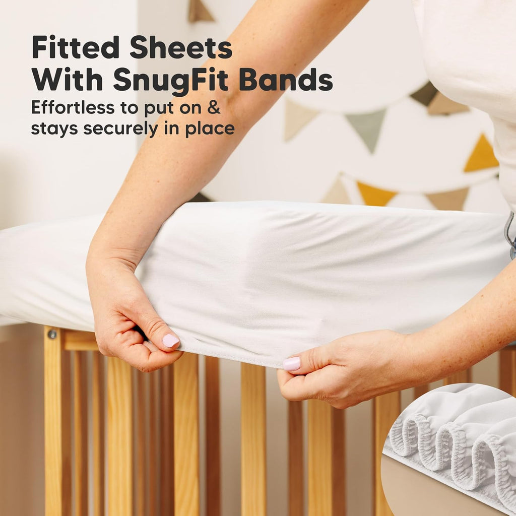 Skiennix Waterproof Crib Mattress Protector Cover - Soft Quilted Cotton Pad, 52" x 28", Machine Washable, Easy Fit