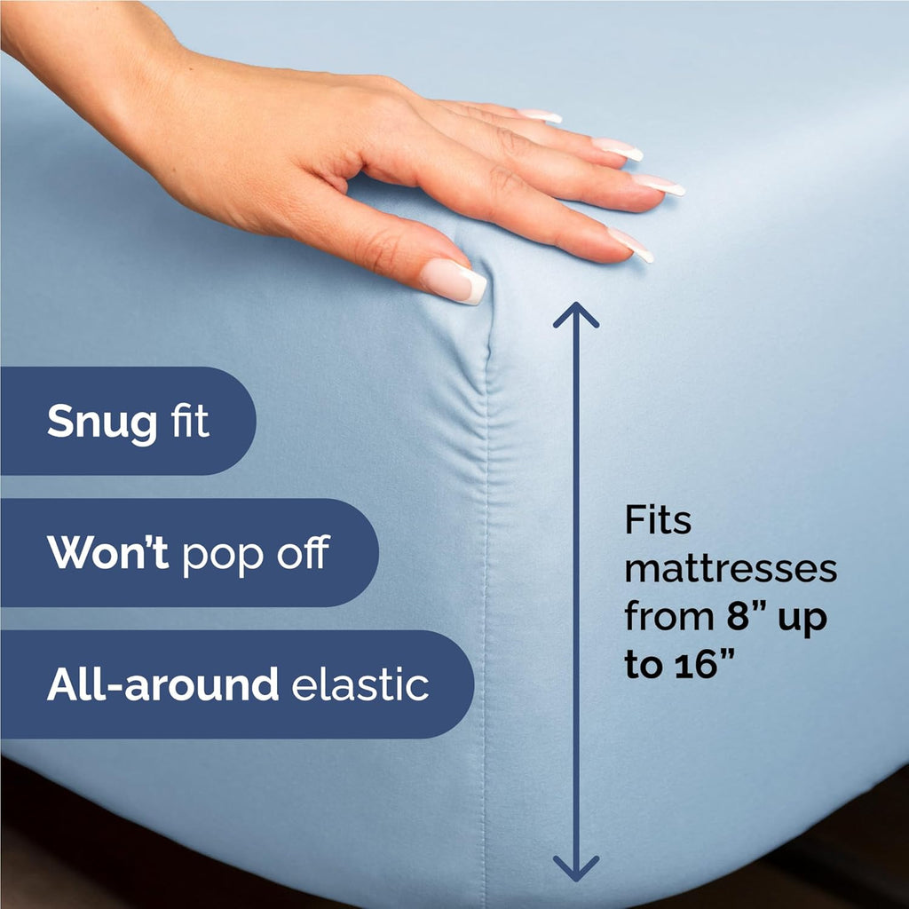 Skiennix Full Size 4-Piece Sheet Set - Comfy Cooling Bed Sheets | Luxury Hotel Quality - Deep Pockets, Soft & Wrinkle-Free - Light Blue